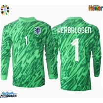 Nederland Bart Verbruggen #1 Keeper Hjemmedrakt EM 2024 Langermet